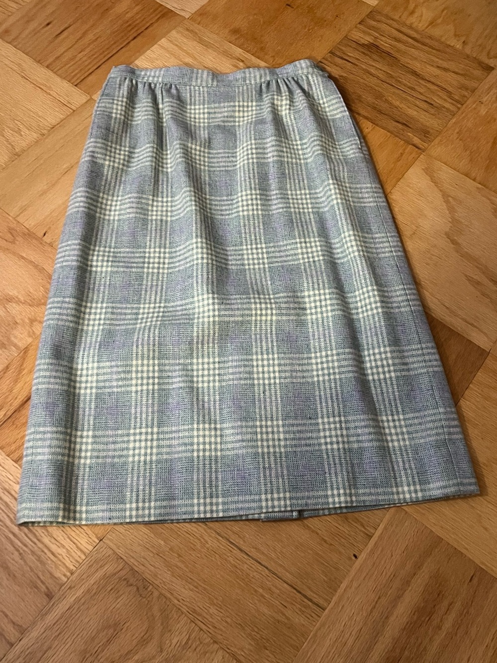 Vintage Pendleton Gray Plaid A-Line Wool Midi Skirt